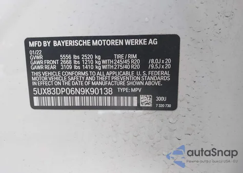 2022 BMW X3 M40I from USA, damaged, VIN 5UX83DP06N9K90138